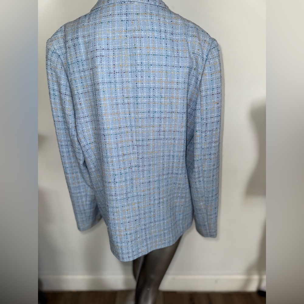 Sag Harbor Light Blue Tweed Blazer Jacket - Picture 4 of 5
